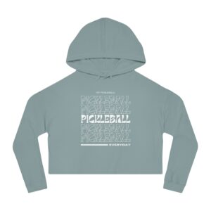 Women’s cropped hoodie in sage green with “Pickleball Everyday” graphic by PEP Pickleball.